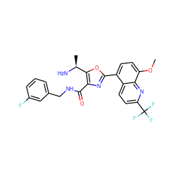 COc1ccc(-c2nc(C(=O)NCc3cccc(F)c3)c([C@H](C)N)o2)c2ccc(C(F)(F)F)nc12 ZINC000084602945