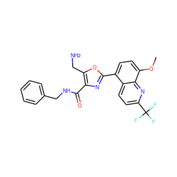 COc1ccc(-c2nc(C(=O)NCc3ccccc3)c(CN)o2)c2ccc(C(F)(F)F)nc12 ZINC000084604371