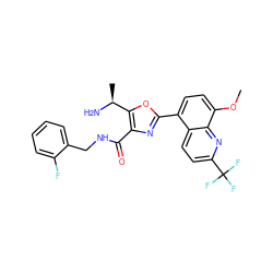 COc1ccc(-c2nc(C(=O)NCc3ccccc3F)c([C@H](C)N)o2)c2ccc(C(F)(F)F)nc12 ZINC000084603285