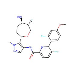 COc1ccc(-c2nc(C(=O)Nc3cnn(C)c3[C@@H]3CC[C@@H](N)[C@H](F)CO3)ccc2F)c(F)c1 ZINC000216886826