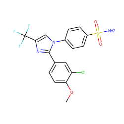 COc1ccc(-c2nc(C(F)(F)F)cn2-c2ccc(S(N)(=O)=O)cc2)cc1Cl ZINC000013762144