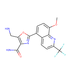 COc1ccc(-c2nc(C(N)=O)c(CN)o2)c2ccc(C(F)(F)F)nc12 ZINC000028950194