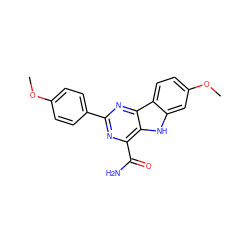 COc1ccc(-c2nc(C(N)=O)c3[nH]c4cc(OC)ccc4c3n2)cc1 ZINC000113199327