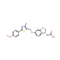 COc1ccc(-c2nc(C)c(COc3ccc4c(c3)OC[C@@H]4CC(=O)O)s2)cc1 ZINC000653717575