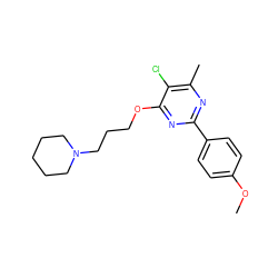 COc1ccc(-c2nc(C)c(Cl)c(OCCCN3CCCCC3)n2)cc1 ZINC000299820025