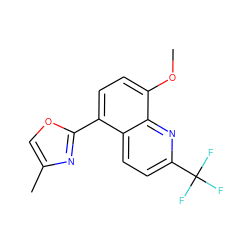 COc1ccc(-c2nc(C)co2)c2ccc(C(F)(F)F)nc12 ZINC000028950162