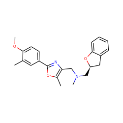 COc1ccc(-c2nc(CN(C)C[C@@H]3Cc4ccccc4O3)c(C)o2)cc1C ZINC000012713689