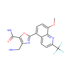 COc1ccc(-c2nc(CN)c(C(N)=O)o2)c2ccc(C(F)(F)F)nc12 ZINC000028950203