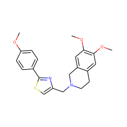 COc1ccc(-c2nc(CN3CCc4cc(OC)c(OC)cc4C3)cs2)cc1 ZINC000059149025