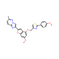 COc1ccc(-c2nc(COc3cc(OC)cc4oc(-c5cn6nc(C)ccc6n5)cc34)cs2)cc1 ZINC000653661732