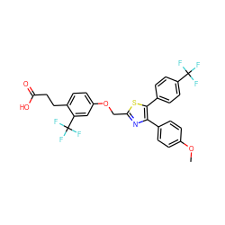 COc1ccc(-c2nc(COc3ccc(CCC(=O)O)c(C(F)(F)F)c3)sc2-c2ccc(C(F)(F)F)cc2)cc1 ZINC000049775199