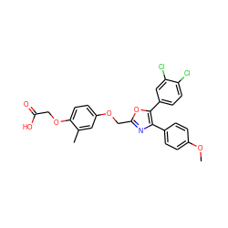 COc1ccc(-c2nc(COc3ccc(OCC(=O)O)c(C)c3)oc2-c2ccc(Cl)c(Cl)c2)cc1 ZINC000049785899