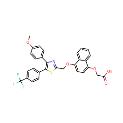 COc1ccc(-c2nc(COc3ccc(OCC(=O)O)c4ccccc34)sc2-c2ccc(C(F)(F)F)cc2)cc1 ZINC000049775414