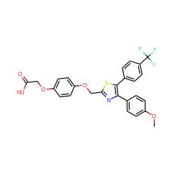 COc1ccc(-c2nc(COc3ccc(OCC(=O)O)cc3)sc2-c2ccc(C(F)(F)F)cc2)cc1 ZINC000049033169
