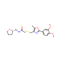 COc1ccc(-c2nc(CSCC(=O)NC[C@@H]3CCCO3)c(C)o2)cc1OC ZINC000004100946