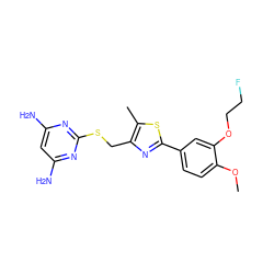 COc1ccc(-c2nc(CSc3nc(N)cc(N)n3)c(C)s2)cc1OCCF ZINC000096283870