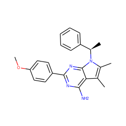 COc1ccc(-c2nc(N)c3c(C)c(C)n([C@H](C)c4ccccc4)c3n2)cc1 ZINC000013491876