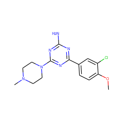 COc1ccc(-c2nc(N)nc(N3CCN(C)CC3)n2)cc1Cl ZINC000169349144