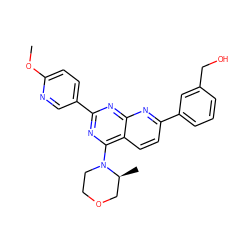 COc1ccc(-c2nc(N3CCOC[C@@H]3C)c3ccc(-c4cccc(CO)c4)nc3n2)cn1 ZINC000139712262