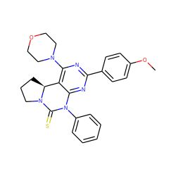 COc1ccc(-c2nc(N3CCOCC3)c3c(n2)N(c2ccccc2)C(=S)N2CCC[C@@H]32)cc1 ZINC000473086712