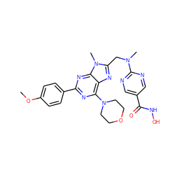 COc1ccc(-c2nc(N3CCOCC3)c3nc(CN(C)c4ncc(C(=O)NO)cn4)n(C)c3n2)cc1 ZINC000653817197