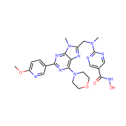 COc1ccc(-c2nc(N3CCOCC3)c3nc(CN(C)c4ncc(C(=O)NO)cn4)n(C)c3n2)cn1 ZINC000653837948