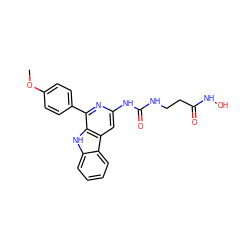 COc1ccc(-c2nc(NC(=O)NCCC(=O)NO)cc3c2[nH]c2ccccc23)cc1 ZINC000653803260