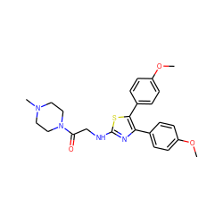 COc1ccc(-c2nc(NCC(=O)N3CCN(C)CC3)sc2-c2ccc(OC)cc2)cc1 ZINC001772616304