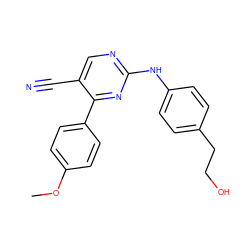 COc1ccc(-c2nc(Nc3ccc(CCO)cc3)ncc2C#N)cc1 ZINC000028819625