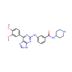 COc1ccc(-c2nc(Nc3cccc(C(=O)NC4CCNCC4)c3)nc3[nH]cnc23)cc1OC ZINC000084634570