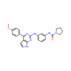 COc1ccc(-c2nc(Nc3cccc(NC(=O)N4CCCC4)c3)nc3[nH]ccc23)cc1 ZINC000299837133