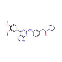 COc1ccc(-c2nc(Nc3cccc(NC(=O)N4CCCC4)c3)nc3[nH]cnc23)cc1OC ZINC000084632347