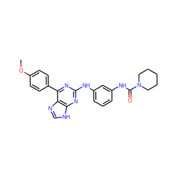 COc1ccc(-c2nc(Nc3cccc(NC(=O)N4CCCCC4)c3)nc3[nH]cnc23)cc1 ZINC000084634567