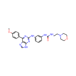 COc1ccc(-c2nc(Nc3cccc(NC(=O)NCCN4CCOCC4)c3)nc3[nH]cnc23)cc1 ZINC000084634144