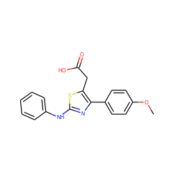 COc1ccc(-c2nc(Nc3ccccc3)sc2CC(=O)O)cc1 ZINC000019894596