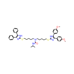 COc1ccc(-c2nc(SCCCCCN(CCCCCSc3nc(-c4ccccc4)c(-c4ccccc4)[nH]3)C(=O)NC(C)C)[nH]c2-c2ccc(OC)cc2)cc1 ZINC000095616132