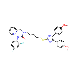 COc1ccc(-c2nc(SCCCCCN(Cc3ccccn3)C(=O)Nc3ccc(F)cc3F)[nH]c2-c2ccc(OC)cc2)cc1 ZINC000003943700