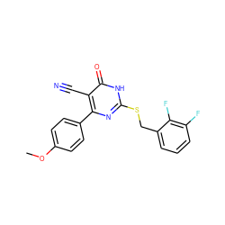 COc1ccc(-c2nc(SCc3cccc(F)c3F)[nH]c(=O)c2C#N)cc1 ZINC000054749528