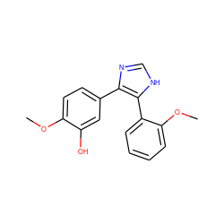 COc1ccc(-c2nc[nH]c2-c2ccccc2OC)cc1O ZINC000653856171