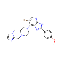 COc1ccc(-c2nc3c(N4CCN(Cc5nccn5C)CC4)c(Br)cnc3[nH]2)cc1 ZINC000049115983