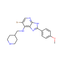 COc1ccc(-c2nc3c(NCC4CCNCC4)c(Br)cnc3[nH]2)cc1 ZINC000084618013