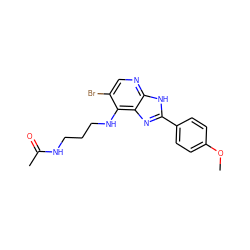 COc1ccc(-c2nc3c(NCCCNC(C)=O)c(Br)cnc3[nH]2)cc1 ZINC000084618018