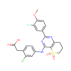 COc1ccc(-c2nc3c(c(Nc4ccc(CC(=O)O)c(Cl)c4)n2)S(=O)(=O)CCC3)cc1F ZINC000103260004