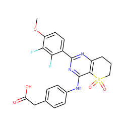 COc1ccc(-c2nc3c(c(Nc4ccc(CC(=O)O)cc4)n2)S(=O)(=O)CCC3)c(F)c1F ZINC000103259185