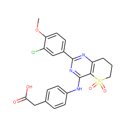 COc1ccc(-c2nc3c(c(Nc4ccc(CC(=O)O)cc4)n2)S(=O)(=O)CCC3)cc1Cl ZINC000103259189