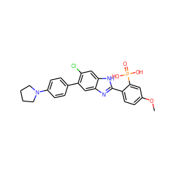 COc1ccc(-c2nc3cc(-c4ccc(N5CCCC5)cc4)c(Cl)cc3[nH]2)c(P(=O)(O)O)c1 ZINC000299861744