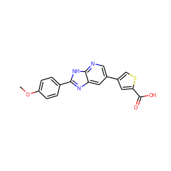 COc1ccc(-c2nc3cc(-c4csc(C(=O)O)c4)cnc3[nH]2)cc1 ZINC000103248100