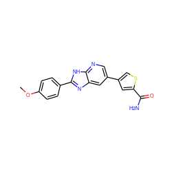 COc1ccc(-c2nc3cc(-c4csc(C(N)=O)c4)cnc3[nH]2)cc1 ZINC000103248086