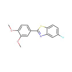 COc1ccc(-c2nc3cc(F)ccc3s2)cc1OC ZINC000001663731