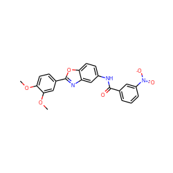 COc1ccc(-c2nc3cc(NC(=O)c4cccc([N+](=O)[O-])c4)ccc3o2)cc1OC ZINC000020411970